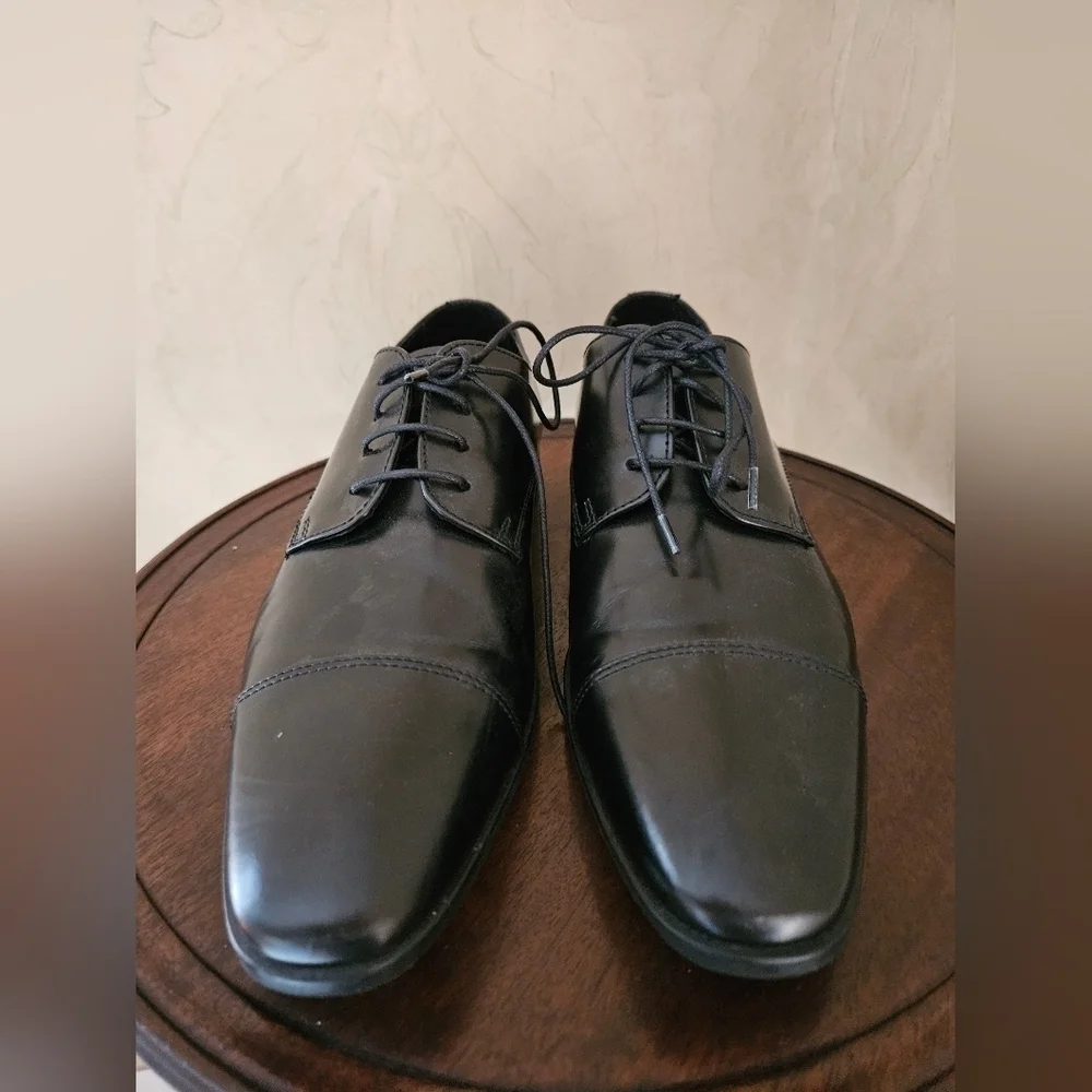 Men's The Rail Genuine Leather Black Derby Dress Shoes Made in Romania-Size 40